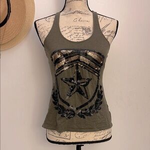 Express | Women’s Military Army Green Sequin Tank Top Size XS